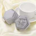 2 x WantGor Velvet Jewelry Ring Box, 3 Slots Hexagon Ring Gift Box Vintage Ring Display Holder Case for Wedding Ceremony Proposal Engagement (Gray)