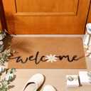 Doormat Coir Welcome Door Mat Colorful Print Floral Decoration Flower Indoor Outdoor Entrance Non Slip Door Rugs for Summer Front Easy Clean Entryway 29.5 x 17.7 Inch(Daisy)
