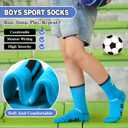 Sandsuced 6 Pairs Kids Boys Socks Athletic Basketball Sport Youth Crew Cotton Soft Breathable Socks for Outdoor (9-15 Years, Oblique Stripes)