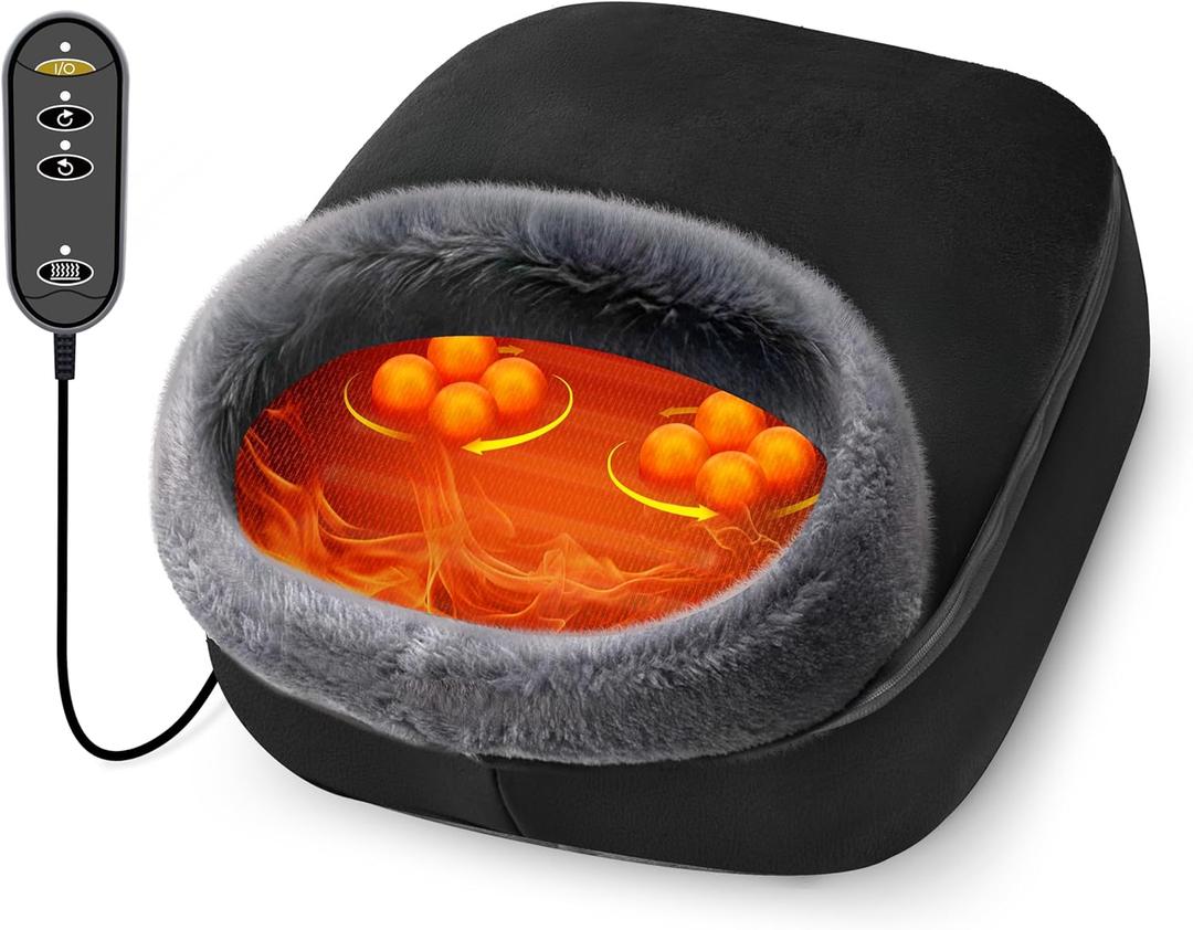 CooCoCo Upgraded FSA HSA Eligible Foot Warmer, Fathers Day Birthday Gifts, Shiatsu Foot Massager with Heat for Plantar Fasciitis, Kneading Feet Massager for Pain Relief, Gifts for Women Mom, Size 13 (Classic, Grey)