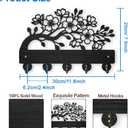 MAYJOYDIY Cherry Blossom Wooden Key Holder Flower Branch Key Hanger for Wall 11.8×7.9 Inch Decorative Wall Mount Coat Rack with 5 Alloy Hooks for Entryway Kitchen Office Bedroom Gift