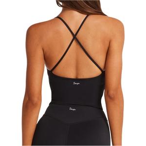 Danysu Sculpt Workout Tank Tops Women Backless Longline Sports Bras Strappy Padded Yoga Top (Black, M)
