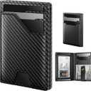 typecase Leather Wallet for Men Card Holder: Premium Genuine Leather, RFID Blocking, Slim, Minimalist, Front Pocket - 15 Cards Capacity | ID Window | Money Clip (Carbon Fiber)