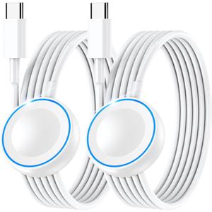 2Pack for Apple Watch Charger, 5W Fast iWatch Charger, 4FT Travel Essentials Magnetic USB C Charging Cable Made for Apple Watch Series 11/10/9/8/7, Ultra 3/2/1, SE3(1.2m/4ft Cable)