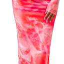 PRETTYGARDEN Wedding Guest Dresses for Women Spring Long Sleeve Ruched Bodycon Floral Mesh Cocktail Party Fall Maxi Dress (Orange, XL)