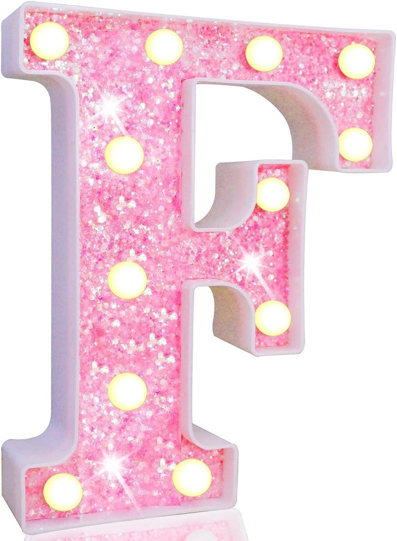 LED Letter Lights, Alphabet Marquee Letters Sign LED Marquee Number Lights Sign for Night Light (F)