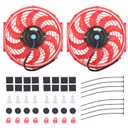 12" Electric Radiator Cooling Fan Assembly Kit, Universal High Performance 12V 80W Motor with Fan Mounting Kit - Red(2 Pack)