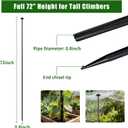 72 Inch Garden Stake Netting Support, 4PCS Heavy Duty & Rust Proof Powder Coated Steel Plant Stakes for Garden Fencing, Plant & Crop Protection from Wildlife