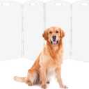 Modern Frame Clear Acrylic Freestanding Dog Gate - 32" Tall Extra-Wide Folding 4-Panel Pet Barrier for Doorways, Stairs & Large Openings, Indoor Fence for Small to Large Dogs & Cats