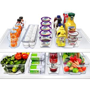 Sorbus Fridge Organizer Bins Set of 8 Refrigerator Organizers and Storage Containers, Stackable Freezer Bins and House Essentials for New Home, BPA-Free Pantry Drawer Organizers