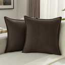 FUTEI Pack of 2 Solid Chenille Throw Pillow Covers 22x22 Inch Soft Edge Decorative Cushion Cases Farmhouse Accent for Couch Bed Living Room, Dark Coffee