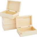 Bright Creations Wooden Boxes - 4 Pack, 5.5 x 3.5 x 2 in, Unfinished Pinewood - Wood Box with Hinged Magnetic Lid - DIY Crafts & Storage