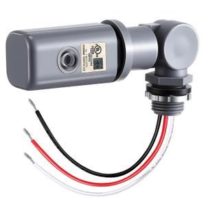 Photocell Sensor for Outdoor Light, 120-277VAC 50/60 Hz Swivel Mount Photocell IP54 Waterproof, Dusk to Dawn Sensor Photoelectric for High Power Loads in Commercial or Industrial(1 Pack)