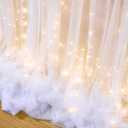 10ft x 10ft White Tulle Backdrop Curtain with Lights String for Parties Wedding Bridal Shower Sheer White Curtain Backdrop for Birthday Baby Shower Photo Booth Background Decorations