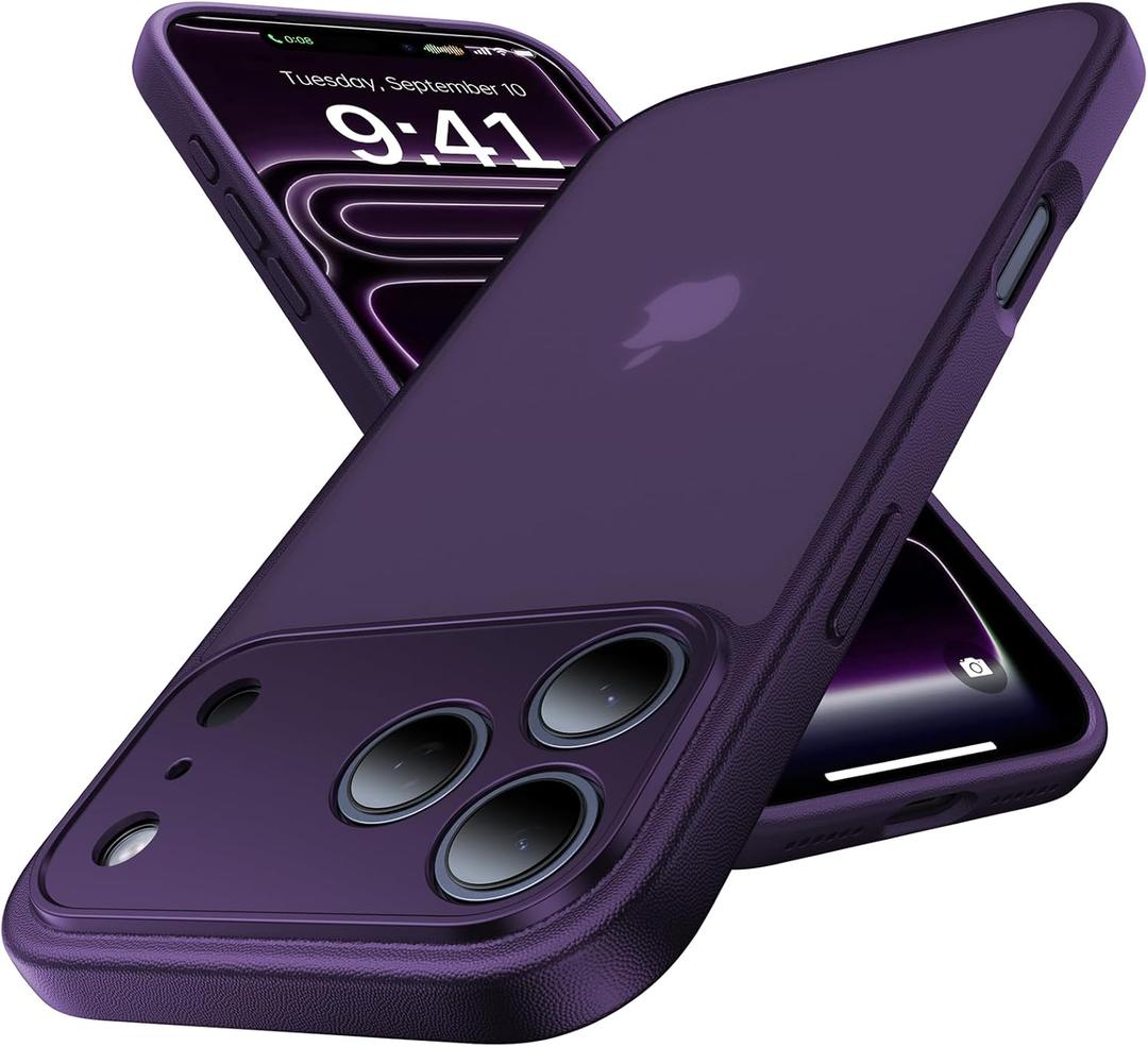 for iPhone 17 Pro Max Case, [Ribbed Non-Slip Sides] [Military-Grade Drop Protection] [Full Camera Protection] Anti-Yellow Soft-Touch Shockproof Slim Phone Case for iPhone 17 Pro Max, Purple