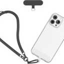 Phone Wrist Strap - Universal Multi-functional Polyester Woven Wristband For Mobile Phones, with Two Tether Tabs and One Leather Buckles (Black)