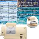 355010S Pool Pump Motor Energy Efficient Pool Pump Replacement Motor Parts For WhisperFlo High Performance Pool Pumps WFE-4 & WFE-26, 1 HP, 115/208-230 Volts, 1 Speed, SF/WF, Square Flange Pool Motor
