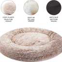 Bedfolks Calming Donut Dog Bed, 36 Inches Round Fluffy for Large Dogs, Anti-Anxiety Plush, Machine Washable (Brown, Large)