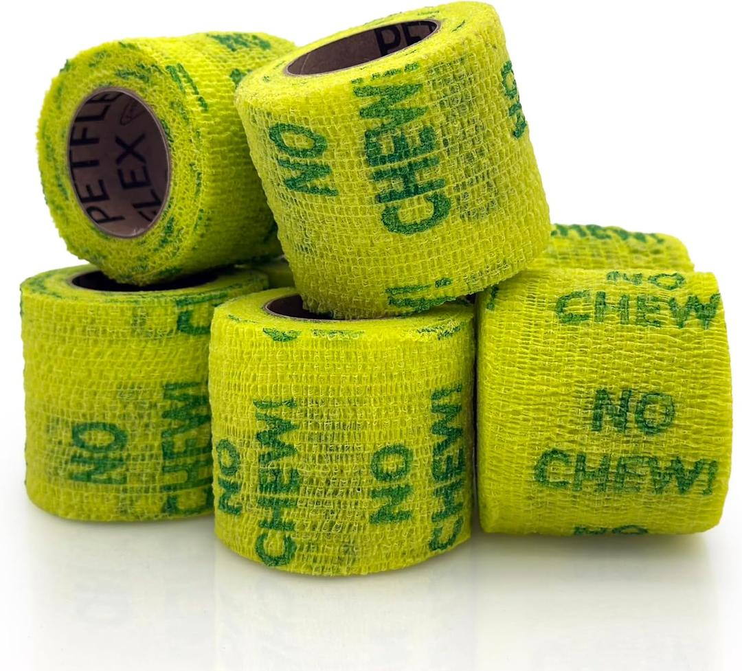 OVIK Health PetFlex No Chew Flexible Self-Adhering Elastic Bandage for Wound Care First Aid Wrap for Small Animals Like Dogs, Cats, and Other Pets - 2 inch, 6 Rolls