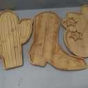 5 Pcs Cowboy Charcuterie Boards with Dipping Saucers Western Party Serving Trays Cowboy Hat Cowgirl Boot Bamboo Platter Cactus Cheese Board for Western Cowgirl Birthday Gifts Party Decorations