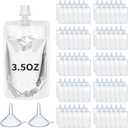 Meanplan 100 Pcs Plastic Pouches Bulk Reusable Squeeze Pouches Clear Plastic Juice Leak Proof Bags with Funnel for Party Favors Supplies(3.5 oz,Straight Mouth)
