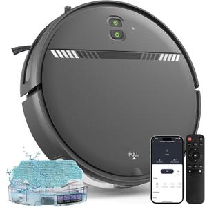 Robot Vacuum and Mop Combo, Vaccum Robot 2 in 1 with WiFi/App/Voice, Schedule, Water Tank and Dustbin, Self-Charging, Slim, Ideal for Hard Floor, Pet Hair, Carpet
