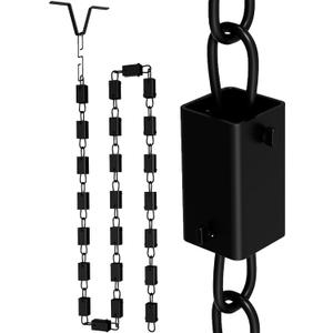 1Pc Square Rain Chain, Black Rain Chains for Gutters 8.5 FT, Durable Black Powder-Coated Aluminum, Rain Chains for Outside, Adjustable Rain Catcher Chain, Premium Rain Chains for Gutters