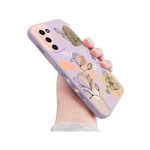 Galaxy S21+Plus Case for Women Girls Cute Plants Leaf Camera Lens Protector Soft TPU Bumper Rubber Silicone Shockproof Protective Cover Phone Case for Samsung Galaxy S21 Plus 5G 6.7"-Purple