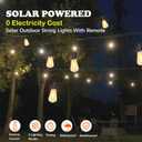 Stright 60FT Solar String Lights Outdoor Weatherproof with Remote, Solar Powered LED Edison Bulb 15 Sockets Outdoor String Lights for Outside Patio Backyard Fence Halloween Christmas Decorations