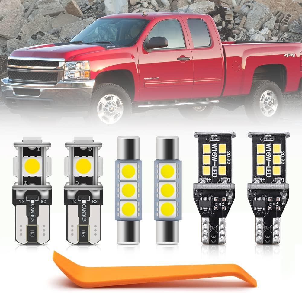 12pcs LED Interior Light Bulbs Kit for Chevy Silverado 2007 2008 2009 2010 2011 2012 2013 LED Map Dome Cargo Lights Super Bright 6000K White LED Interior Lights Bulbs Package + Install Tool