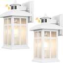 2 Packs Motion Sensor Outdoor Lights, Outside Light Fixtures for House White, Porch Lights Outdoor 2- Pack with E26 Sockets & Tempered Glass, Waterproof Exterior Wall Lights Motion Sensor