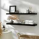 GXYAWPJ 48 Inch Floating Shelves for Wall Rustic Black Wood Wall Shelves for Bedroom Set of 4