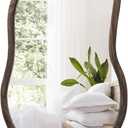 Asymmetrical Wall Mirror Rustic Farmhouse Irregular Mirrors Wood Framed Mirror for Wall Brown Wall Mirrors Decorative Hanging Mirrors for Wall Living Room Bedroom Entryway