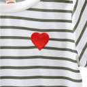 SOLY HUX Toddler Girl's Striped Print Short Sleeve Tee Shirts Heart Crewneck Cute Summer Tops (White)