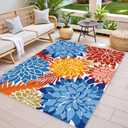 Outdoor Rug Waterproof, Washable Patio Rug for Deck, 9x12, Multicolored