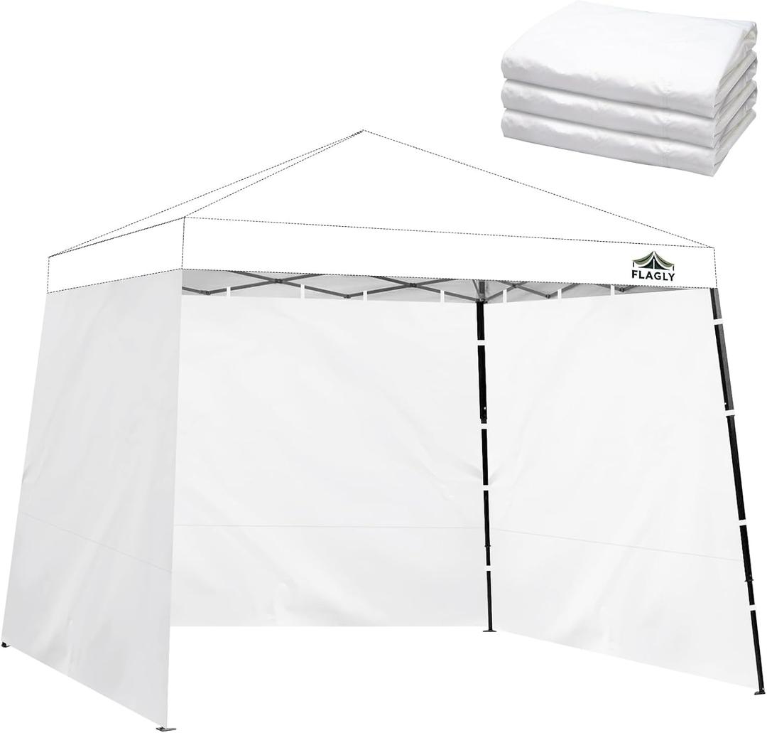 FLAGLY Slant Leg Canopy Sidewall 3 Pack 300D Waterproof Attachable Tent Wall for 12x12ft / 10x10ft Canopy, Privacy Shade for Outdoor Events, Vendor Booths (Tent Not Included, 10-12ft)