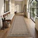 GarveeHome 2x10 Runner Rug for Hallway Washable Kitchen Rugs Non Slip Solid Coffee Modern Minimalism Soft Low-Pile Scalloped Indoor Carpet for Entryway Laundry Room Floor Mats