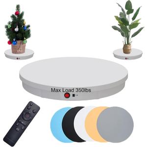 JAYEGT Motorized Rotating Display Stand, 350Lbs Load360 Degree Electric Rotating Potography Turntable for Products DisplayLive Show Remote Control +5 Colors Backgrounds (White / 20.5inch /Wired)
