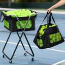 RoundFunny Dinkball Caddy Foldable Tennis Ball Basket Hopper with Wheels Portable Cart Holds 140 Dinkball or 175 Tennis Ball Basket Hopper Holders for Training Teaching
