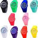 CdyBox Men Women Silicone Band Wristwatches Jelly Colorful Wrist Watch Analog Sports Watch Wholesale (Pack of 10)