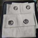 Textured White Beige Curtains 52"W x 54"L 