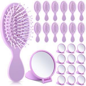 Meanplan 24 Pcs Mini Hair Brush Set 12 Travel Wet Dry Hair Combs Pocket Detangling 12 Compact Folding Makeup Mirrors for Spa Sleepover Birthday Bridal Shower Bachelorette Christmas Party Gift,(Purple) Meanplan 24 Pcs Mini Hair Brush Set 12 Travel Wet Dry Hair Combs Pocket Detangling 12 Compact Folding Makeup Mirrors for Spa Sleepover Birthday Bridal Shower Bachelorette Christmas Party Gift,(Purple)