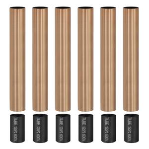 PATIKIL 6" Tall Candle Covers Sleeves, 6Pcs Metal E12 Chandelier Socket Sleeves with Insulation Heat Shrinkable Flame Retardant Tube Bulb Light Base Holder for Lamps, Red Bronze