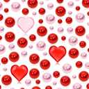 PENTA ANGEL Valentines Day Pearl Vase Fillers 150Pcs Pink Red Floating Faux Pearl Beads Acrylic Heart Pieces for Holiday Wedding Home Table Centerpiece Decoration (150)