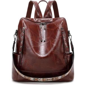 sqlp Fashion Backpack Purse for Women Vegan Leather Travel Back Pack Women's Designer Shoulder Bags (Retro Brown)