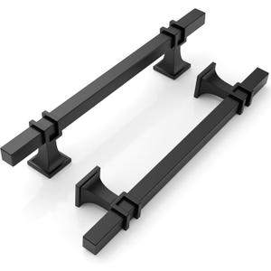 9BUILD 10 Pack 5 Inch Matte Black Cabinet Handles - Black Drawer Pulls T Bar Kitchen Pulls