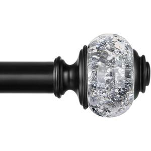  1 Inch Curtain Rods 742 in-120in Telescoping Single Drapery Rod, USFOOK Black Curtain Rods for Windows 69 to 140 Inches, Decorative Translucent Finials