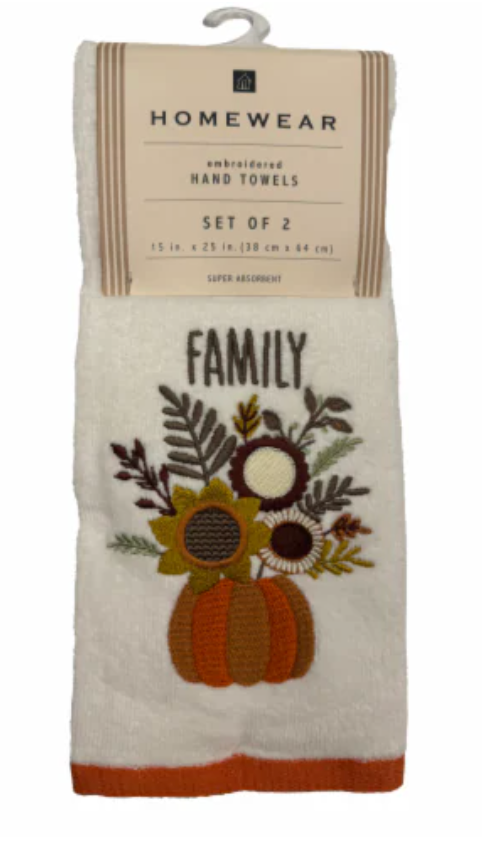 Homewear Embroidered Hand Towels - Family, 2 pk 