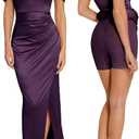 Popilush Womens Shapewear Maxi Dress Multi Way Wear Off The Shoulder Bodycon Long Cocktail Formal Dresses, Size: X-Large