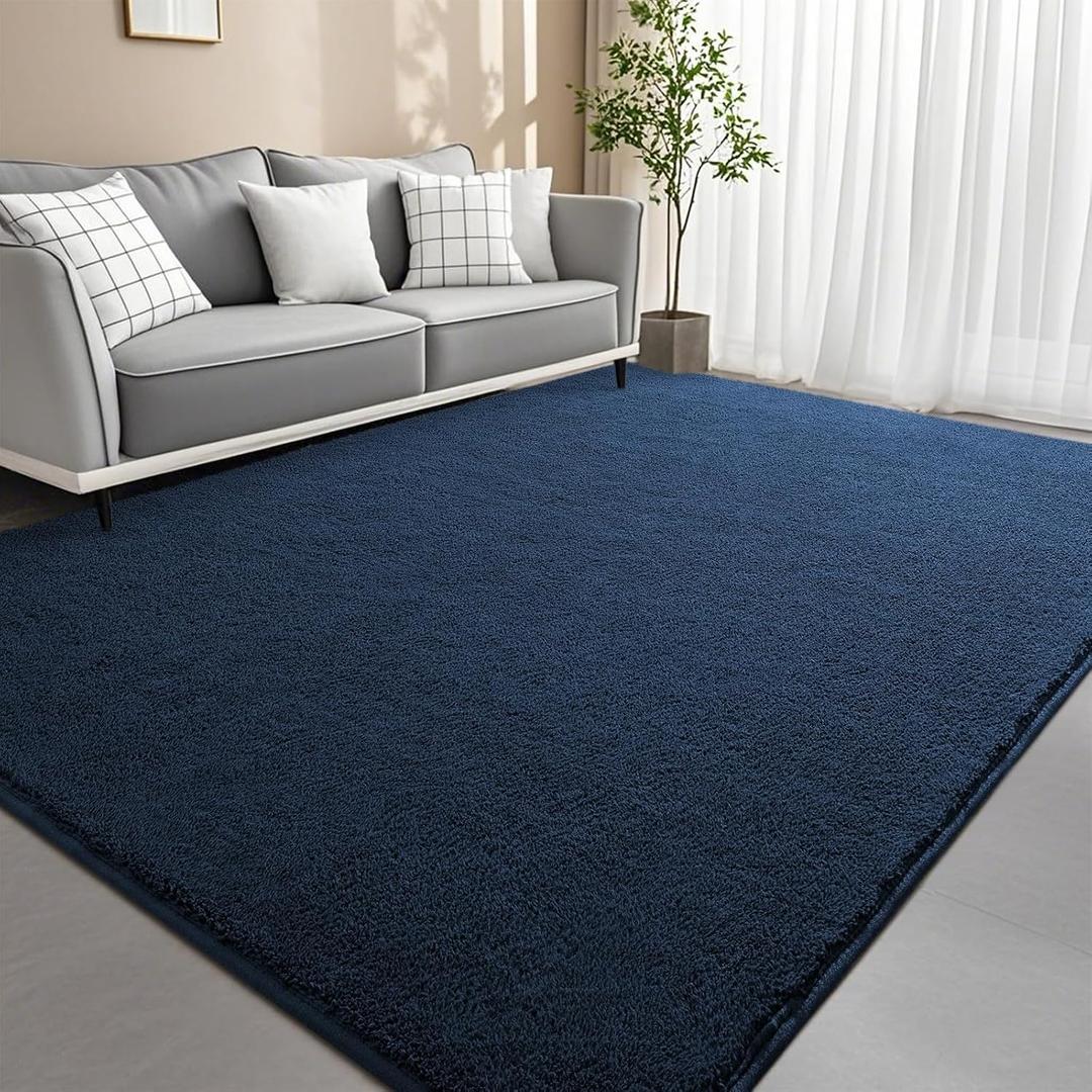 6x9 Feet Blue Area Rugs for Bedroom, Indoor Washable Memory Foam Rug for Living Room, Modern Aesthetic Minimalist Non-Slip Carpets for Kids Boys Girls Adults Dorm Home Decor